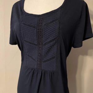Talbots Navy and lace top size petite large